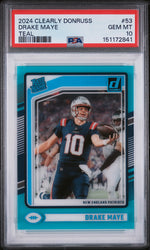 2024 Panini Clearly Donruss Teal Drake Maye #53 PSA 10