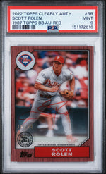 2022 Topps Clearly Authentic 1987 Topps Baseball Autographs 1987 Topps Bb.Au-Red Scott Rolen #SR /50 PSA 9