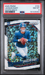 2025 Panini Prizm White Disco Jaxson Dart #332 PSA 8