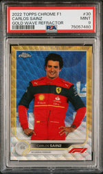2022 Topps Chrome Formula 1 Gold Wave Refractor Carlos Sainz #30 PSA 9