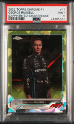 2022 Topps Chrome Formula 1 Sapphire Edition Chartreuse George Russell #17 /199 PSA 9
