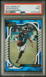 2022 Panini Absolute Blue Diamonds Jalen Hurts #72 PSA 9