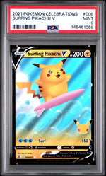 2021 Pokemon Sword and Shield Celebrations Surfing Pikachu V #008 PSA 9