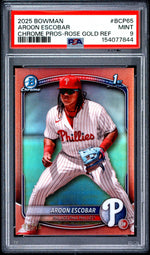 2025 Bowman Chrome Prospects Rose Gold Refractor Aroon Escobar #BCP65 PSA 9
