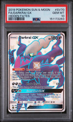 2019 Pokemon Sun and Moon Hidden Fates Darkrai Gx #SV70 PSA 10