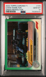 2022 Topps Chrome Formula 1 Green Refractor Lewis Hamilton #195 /99 PSA 10
