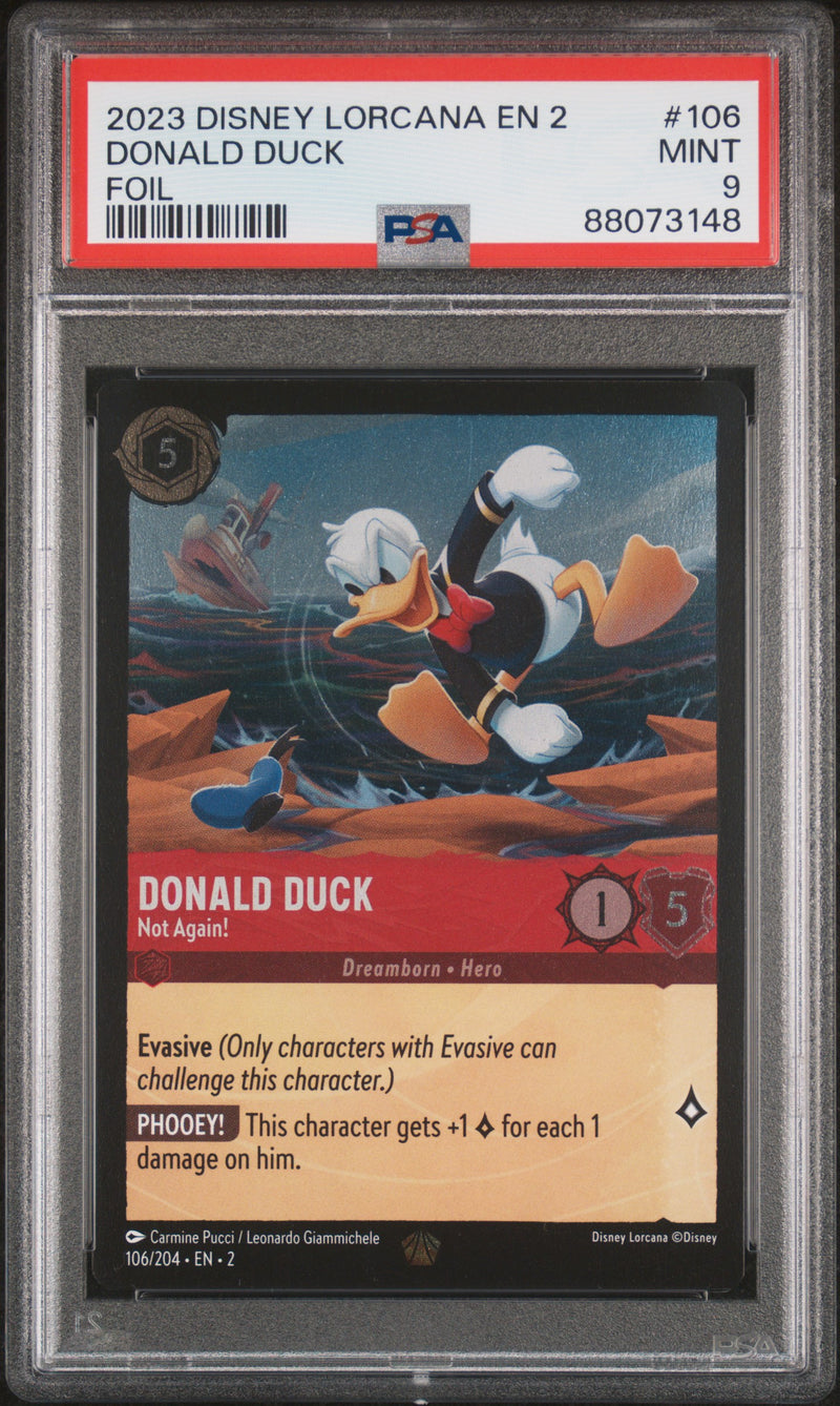 2023 Lorcana Rise of the Floodborn Donald Duck Not Again Cold Foil #106 PSA 9