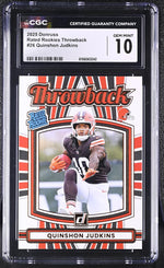 2025 Donruss #26 Quinshon Judkins Rated Rookies Throwback CGC 10