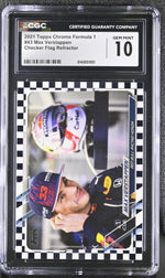 2021 Topps Chrome #43 Max Verstappen Checker Flag Refractor CGC 10