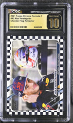 2021 Topps Chrome #43 Max Verstappen Checker Flag Refractor CGC 10