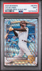 2025 Bowman Chrome Prospects Wave Refractor Leo De Vries #BCP59 /350 PSA 9