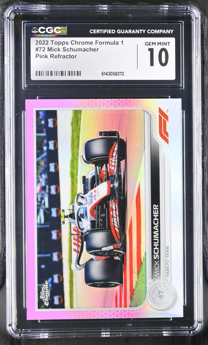 2022 Topps Chrome #72 Mick Schumacher Pink Refractor /75 CGC 10