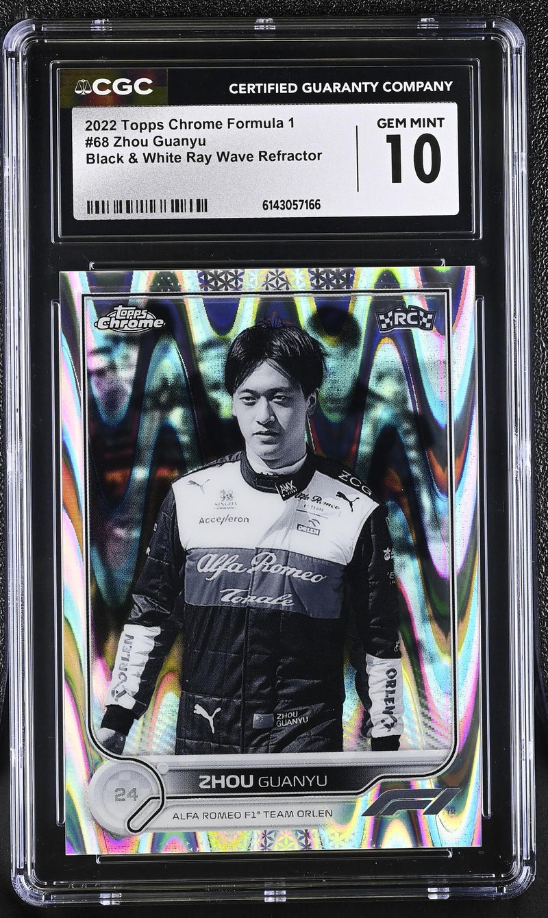 2022 Topps Chrome #68 Zhou Guanyu Black & White Ray Wave Refractor CGC 10