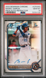 2022 Bowman Chrome Prospect Autograph Refractor Maikel Garcia #CPAMG /499 PSA 10