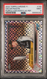 2022 Topps Chrome Formula 1 Purple Checker Flag Refractor Oscar Piastri #199 /199 PSA 9