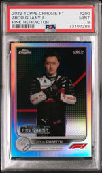 2022 Topps Chrome Formula 1 Pink Refractors Zhou Guanyu #200 /75 PSA 9