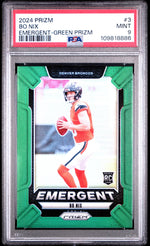 2024 Panini Prizm Emergent Green Prizm Bo Nix #3 PSA 9