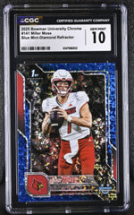 2025 Bowman University Chrome # Miller Moss Blue Mini-Diamond Refractor CGC 10