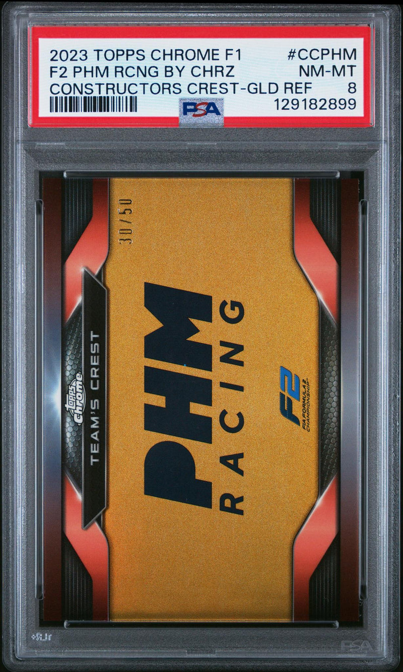 2023 Topps Chrome Formula 1 Constructors Crest Gold Refractor F Phm Racing By Charouz #CCPHM /50 PSA 8