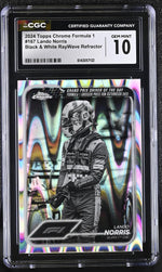 2024 Topps Chrome #167 Lando Norris Black & White RayWave Refractor CGC 10