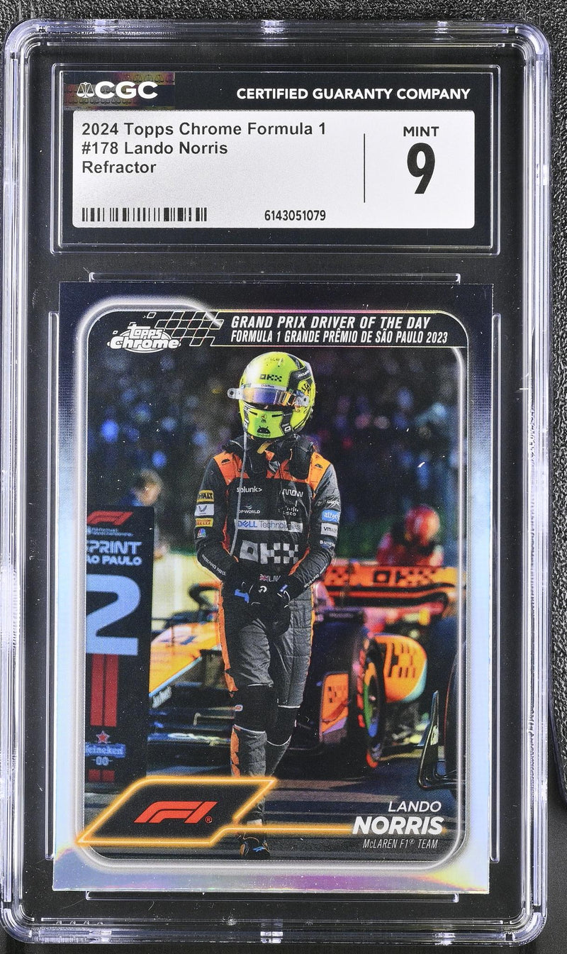 2024 Topps Chrome #178 Lando Norris Grand Prix Driver of the Day CGC 9
