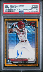 2024 Bowman Chrome Draft Autographs Gold Wave Refractors Mike Sirota #CPAMS /50 PSA 10