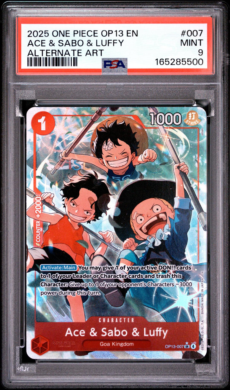 2025 One Piece Ace & Sabo & Luffy #007 Alternate Art PSA 9