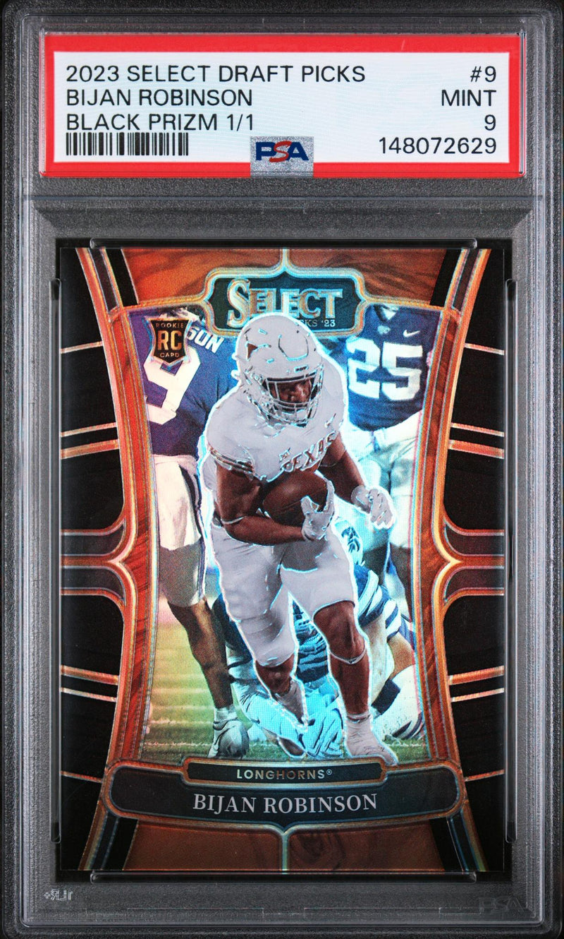 2023 Select Draft Picks Bijan Robinson #9 Black Prizm 1/1 PSA 9