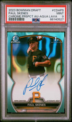 2023 Bowman Draft Chrome Prospect Autograph Aqua Lava Refractor Paul Skenes #CDAPS /199 PSA 9