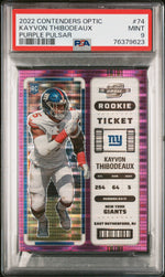 2022 Panini Contenders Optic Rookie Ticket Purple Pulsar Prizm Kayvon Thibodeaux #74 /26 PSA 9
