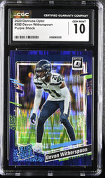 2023 Donruss Optic #292 Devon Witherspoon Purple Shock CGC 10