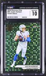 2024 Donruss Elite #60 Justin Herbert Green Disco CGC 10