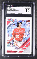 2019 Donruss #61 Juan Soto Nickname Variation CGC 10