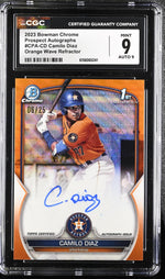 2023 Bowman Chrome Camilo Diaz #CPA-CD Orange Wave Refractor Auto /25 CGC 9