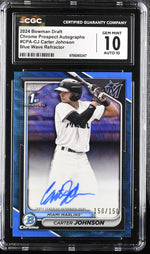 2024 Bowman # Carter Johnson Chrome Prospect Autographs 150/150 Auto CGC 10
