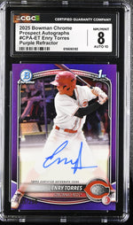 2025 Bowman Chrome #CPA-ET Enry Torres Prospect Autographs /250 Auto CGC 8