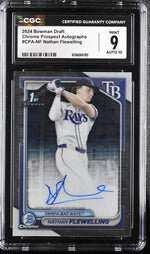 2024 Bowman Draft # Nathan Flewelling Chrome Prospect Autographs Auto CGC 9
