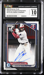 2024 Bowman Draft # Kaelen Culpepper Chrome Prospect Autographs Auto CGC 10