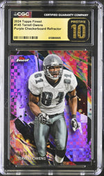 2024 Topps Finest #145 Terrell Owens Purple Checkerboard Refractor CGC 10