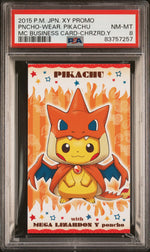 2015 Pokemon XY Promo Japanese Mega Campaign Business Card Charizard Y Pikachu PSA 8