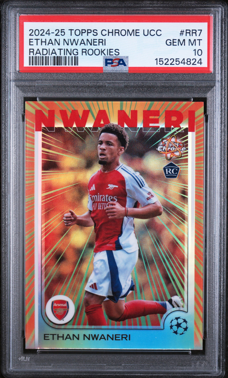 2024 Chrome UEFA Club Competitions Radiating Rookies Ethan Nwaneri #RR7 PSA 10