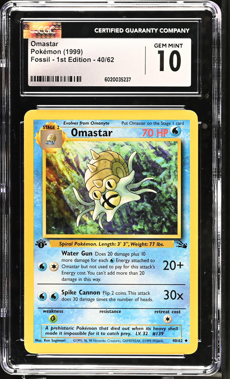 Pokémon Fossil 1st Edition Omastar #40/62 CGC 10