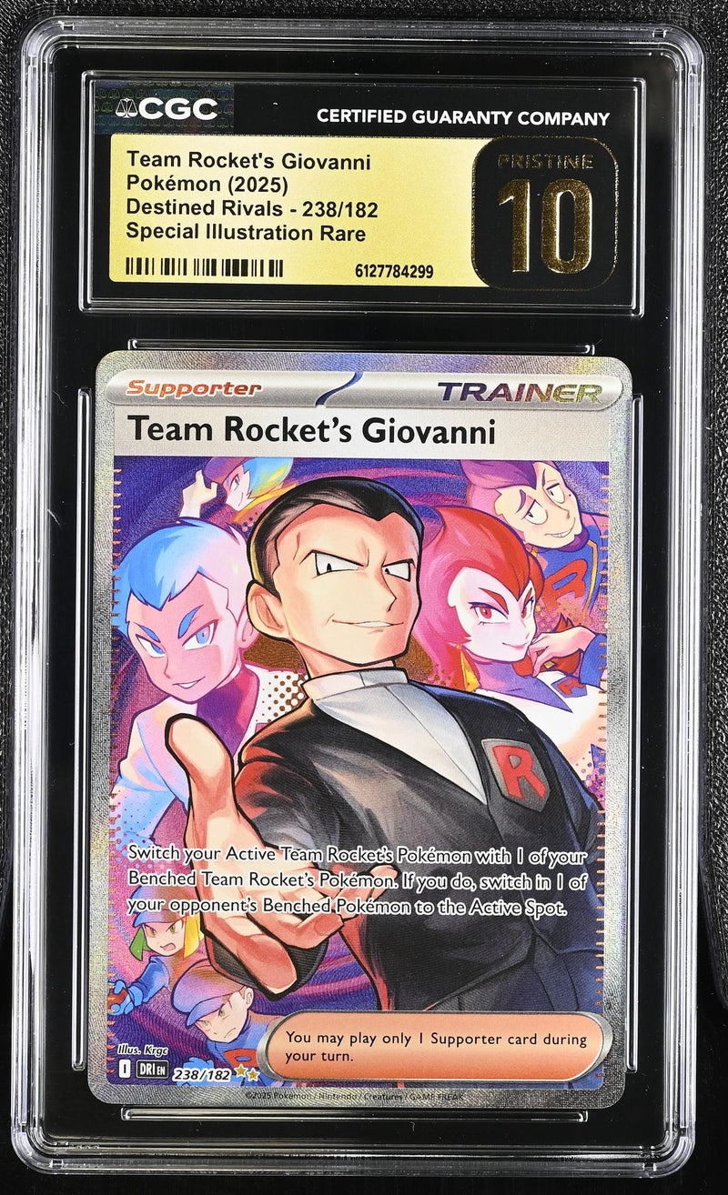 Pokémon Destined Rivals Team Rocket's Giovanni #238/182 Special Illustration Rare CGC 10