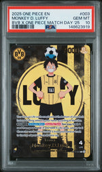 2025 One Piece X Bvb Collaboration Promo Match Day '25 Monkey D Luffy #ST13-003 PSA 10
