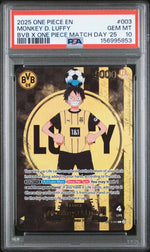2025 One Piece X Bvb Collaboration Promo Match Day '25 Monkey D Luffy #ST13-003 PSA 10