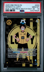 2025 One Piece X Bvb Collaboration Promo Match Day '25 Monkey D. Luffy #ST13-003 PSA 10