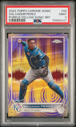 2022 Topps Chrome Sonic Purple/Yellow Sonic Refractor Salvador Perez #50 PSA 9
