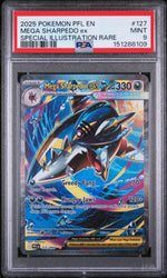 2025 Pokemon Mega Evolution Phantasmal Flames Special Illustration Rare Mega Sharpedo Ex #127 PSA 9