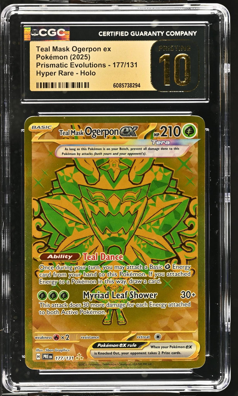 Pokémon Prismatic Evolutions Teal Mask Ogerpon ex #177/131 Hyper Rare Holo CGC 10