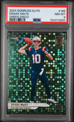 2024 Donruss Elite Green Disco Drake Maye #185 PSA 8